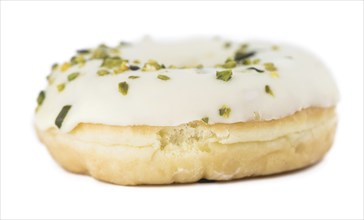 Fresh made Donuts isolated on white background (selective focus)