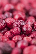 Some Dried Cranberries (close-up shot, selective focus)