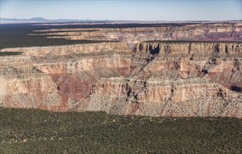 Grand Canyon Sout Rim, California, USA. Aerial view from helicopter