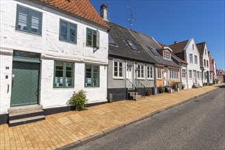 Sonderborg, Als, town of Sonderburg, restored houses in the old town centre, dormer houses, steps,