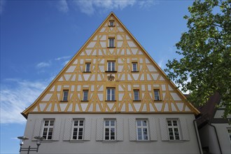 Historic half-timbered gable of a residential building, Schwabach, Middle Franconia, Bavaria,