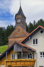 Church of St Martin from 1746 with wooden shingle facades in Eisenbach, Kreuzthal, Markt