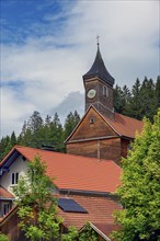 Church of St Martin from 1746 with wooden shingle facades in Eisenbach, Kreuzthal, Markt