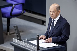 Federal Chancellor Olaf Scholz makes a government declaration in the German Bundestag, Berlin,