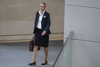 Alice Weidel, leader of the AfD parliamentary group, arrives at the Bundestag session, Berlin,