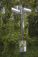 Signpost of the Berlin Wall Trail Am Park in Gross Glienicke, City of Potsdam, State of