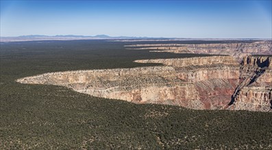 Grand Canyon Sout Rim, California, USA. Aerial view from helicopter