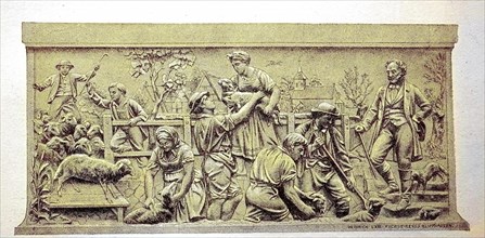 The archaeological relief for Christian Daniel Rauch's monument to Thaers in Berlin shows the