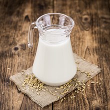 Portion of Oat Milk as detailed close-up shot, selective focus