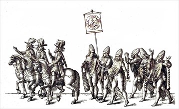 Illustration of a princely parade and knightly games, after a true story, copperplate engraving,