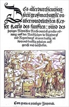 The facsimile of the title of the court order of Charles V, Germany, digital reproduction of an