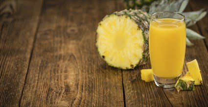 Some homemade Pineapple Juice as detailed close-up shot, selective focus