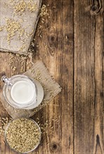 Portion of Oat Milk as detailed close-up shot, selective focus