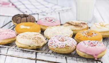 Fresh made Donuts as detailed close-up shots (selective focus)