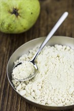 Portion of Pear powder as detailed close-up shot, selective focus