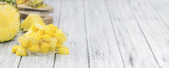 Some homemade Pineapple (sliced) as detailed close-up shot, selective focus