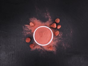 Instant Strawberries on a vintage background as detailed close-up shot, selective focus