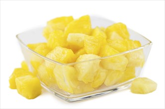 Sliced Pineapple isolated on white background, selective focus, close-up shot