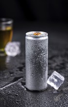 Some fresh Energy Drinks on a vintage slate slab, selective focus, close-up shot