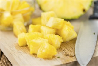 Some homemade Pineapple (sliced) as detailed close-up shot, selective focus