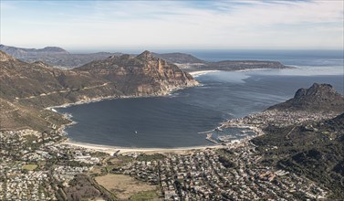 Hout Bay (Cape Town, South Africa), aerial view, shot from a helicopter