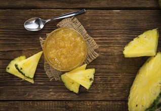 Some homemade Pineapple Jam as detailed close-up shot, selective focus