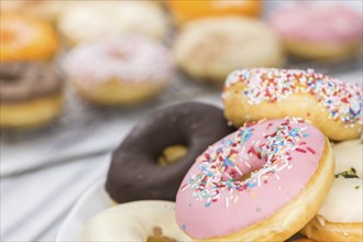 Fresh made Donuts as detailed close-up shots (selective focus)