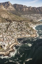 Twelve Apostles and Sea Point (Cape Town, South Africa), view from helicopter