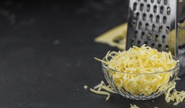 Fresh made Grated Cheese as detailed close-up shot