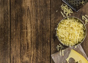 Fresh made Grated Cheese as detailed close-up shot