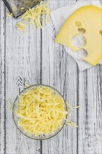 Fresh made Grated Cheese as detailed close-up shot