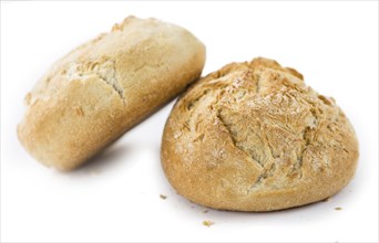 Portion of German Rolls as detailed close-up shot isolated on white background