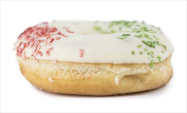 Some fresh made Donuts isolated on white background (close-up shot)