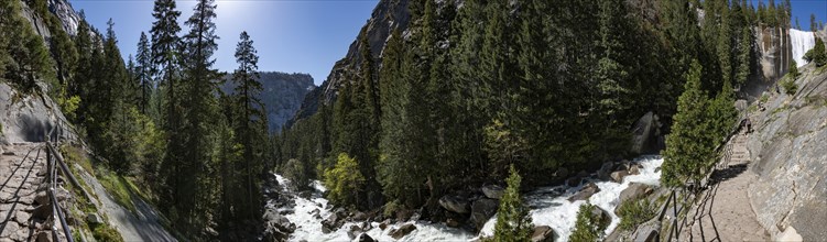 Vernal Falls panoramic view in Yosemite National Park