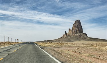 Road in Monument Valley, Arizona, USA at a cloudy day