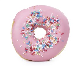 Some fresh made Donuts isolated on white background (close-up shot)