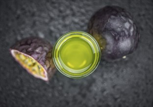 Passion Fruit Liqueur as detailed close-up shot, selective focus