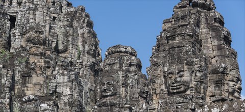 Bayon temple with it's face statues in Ankor Wat, Cambodia, Asia