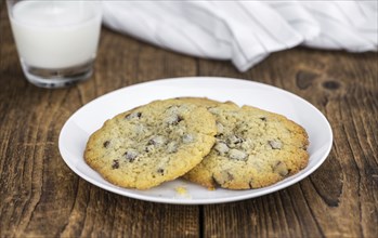 Chocolate Chip Cookies as detailed close-up shot, selective focus