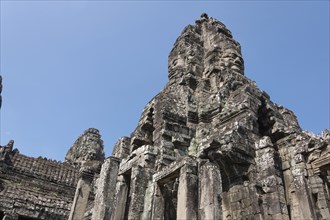 Bayon temple with it's face statues in Ankor Wat, Cambodia, Asia