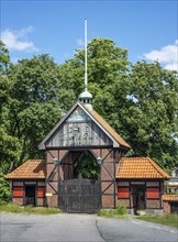 Old gate to the people's park in Ystad, Skane county, Sweden, Scandinavia, Europe