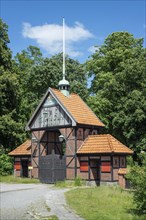 Old gate to the people's park in Ystad, Skane county, Sweden, Scandinavia, Europe