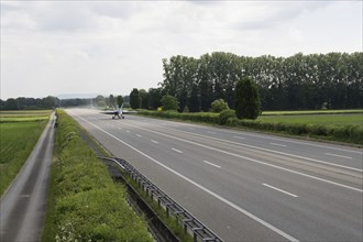 Swiss Air Force F/A 18 fighter aircraft take off and land on the A1 motorway during the Alpha Uno