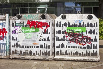 Waste containers for used glass, waste separation, Bremen, Germany, Europe