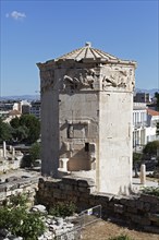 Tower of the Winds, octagonal tower with relief of the wind gods, Roman Agora, Athens, Greece,