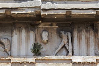 Triglyph frieze with remains of a heroic figure, detail from the Temple of Hephaestus, Theseion,