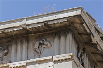 Triglyph frieze with fighting figures, detail from the Temple of Hephaestus, Theseion, Agora,