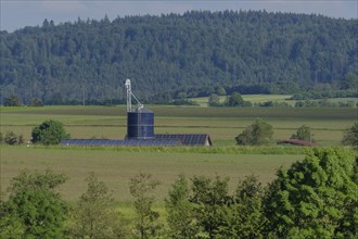 Farm near Bibersfeld, solar cells, solar energy, photovoltaics. Schwäbisch Hall, Hohenlohe,