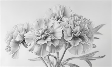 Black and white background with marigold flowers AI generated