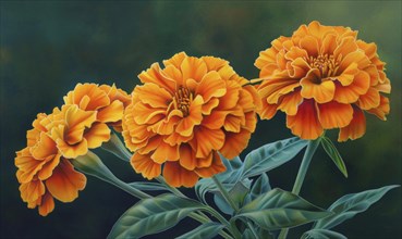 Marigolds in colored pencils, soft gradients AI generated